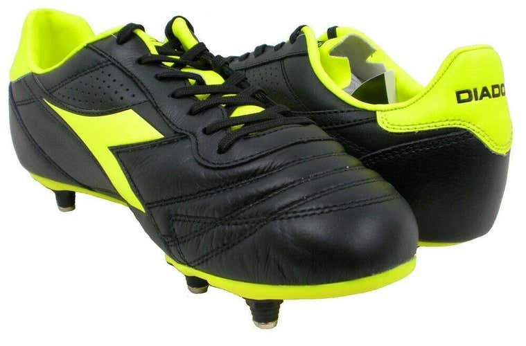 Diadora Brasil K - Plus SC Soccer Cleats Black/Yellow - Mens Size 8.5 - New