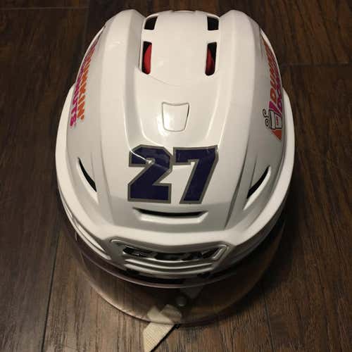 2017-18 Worcester Railers #27 Pro Stock white CCM resistence Helmet with CCM VR31 Visor