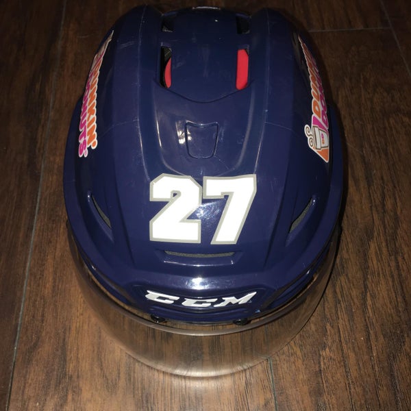 2017-18 Worcester Railers #27 Pro Stock blue CCM resistence Helmet with CCM VR31 Visor