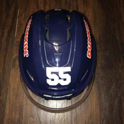 2018-19 Worcester Railers #55 Pro Stock blue CCM tacks 710 Helmet with CCM VR25 Visor