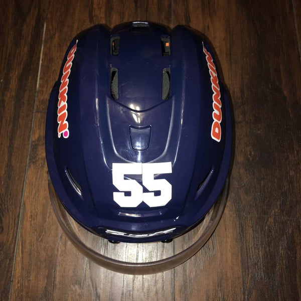2018-19 Worcester Railers #55 Pro Stock blue CCM tacks 710 Helmet with CCM VR25 Visor