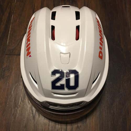 2018-19 Worcester Railers #20 Pro Stock white CCM resistence Helmet with CCM VR25 Visor