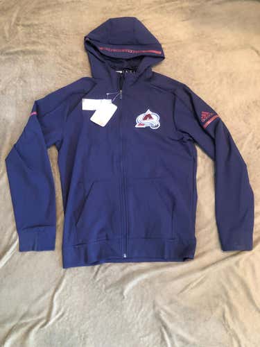 New Adidas Blue Colorado Avalanche Full Zip  Rain Jacket Team Issued for Players. S, M, LG
