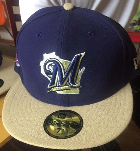 Size 8 New Era Milwaukee Brewers 59Fifty MLB National League Fitte