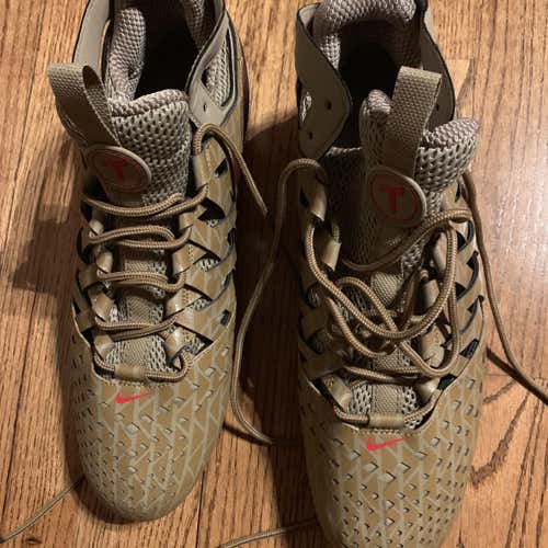 New Nike Huarache V Lacrosse Elite Cleats Khaki/Golden Beige/Red