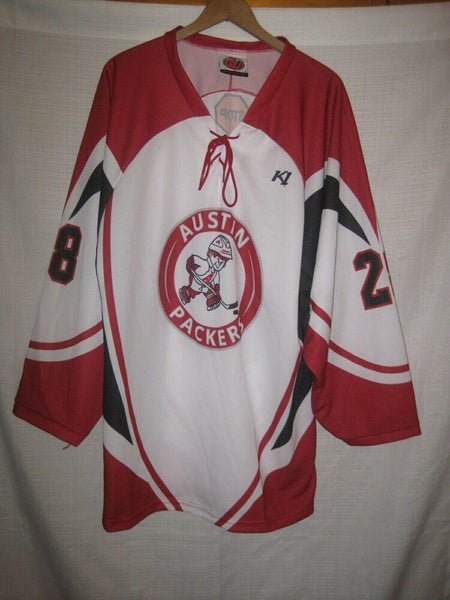 Austin Packers Hockey Jersey men's M #28 white Minnesota NEW