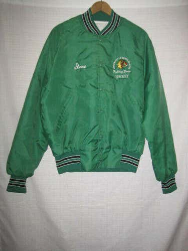 Vintage North Dakota Fighting Sioux Hockey Jacket men's 44 green