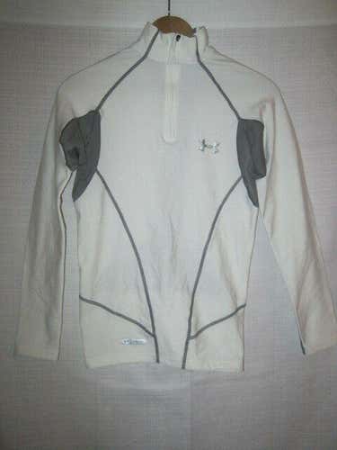 Under Armour Metal Cold Gear Zip Up Shirt men's S white running fitness ski snow