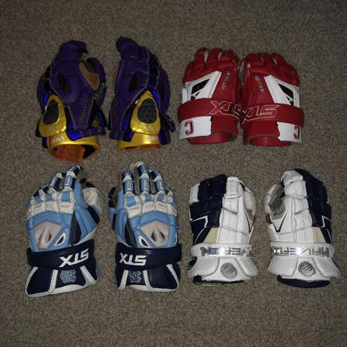 4 Pairs Of Used D1 Gloves (UNC,PSU,Cornell,Albany)