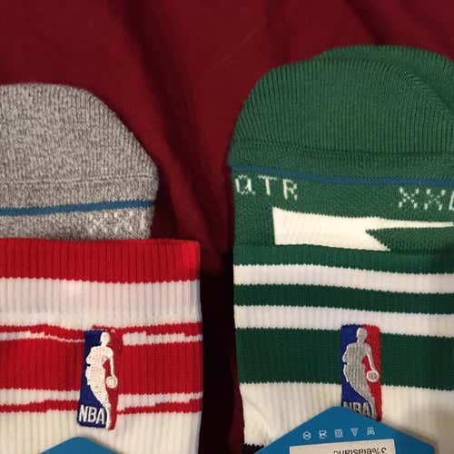 New NBA Basketball Socks XXL RED & GREEN 2 Pair - YOU GET BOTH!