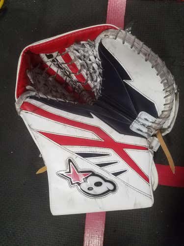 Brian's Subzero pro3 Goalie Glove Regular Senior - white, red, & navy with eyes