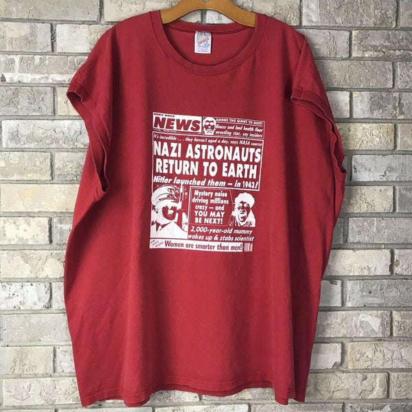 Vtg 90s Andre Giant FAKE NEWS COMEDY Mens XXXL T Red USA WWF WWE | SidelineSwap