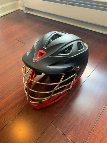 Cascade R: Matte Black with Red Chin and Gold Facemask