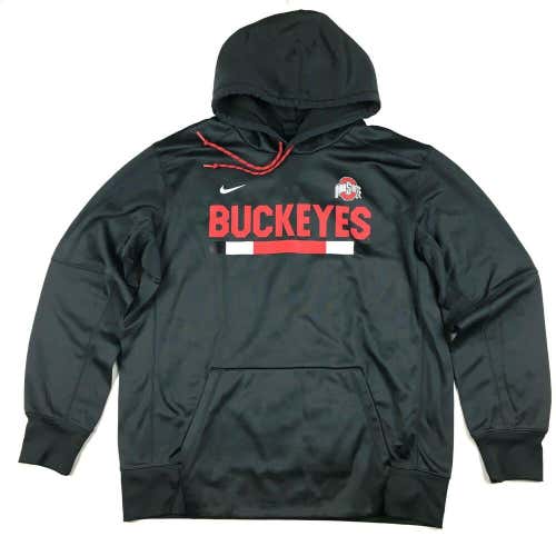 Nike Ohio State University Buckeyes Therma-Fit Hoodie Black Block Letters OSU XL