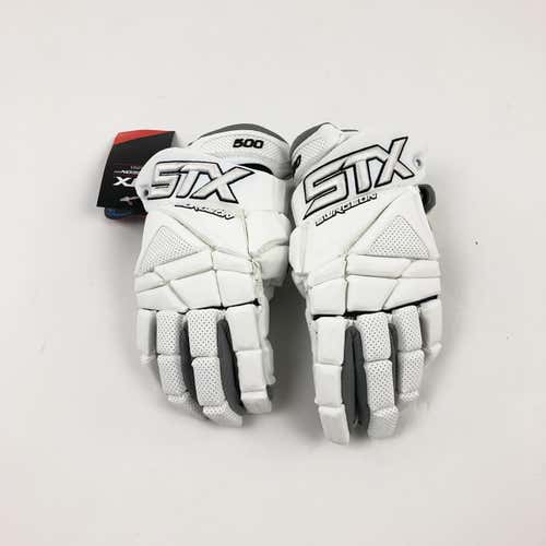 Brand New STX Surgeon 500 Lacrosse Gloves | 13" (Large) | White - Brand New | STX Cell III Arm Pads