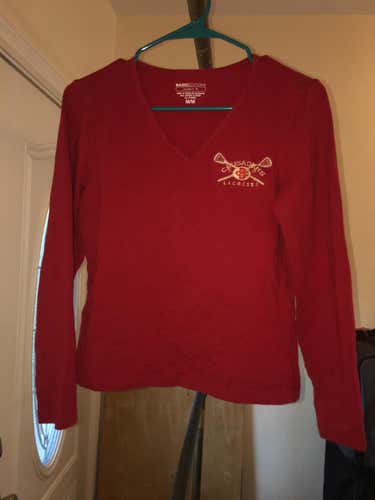 NJ Bergen Catholic BC Crusaders Lacrosse Lax Oradell Women's Medium Long-Sleeve T-Shirt V-Neck