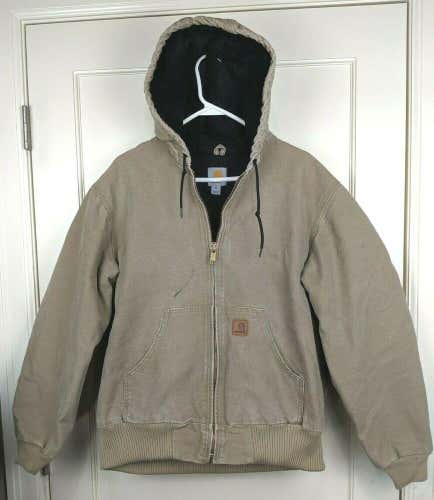 CARHARTT J130 Quilted Flannel Lined Hooded Duck Work Jacket Men's M