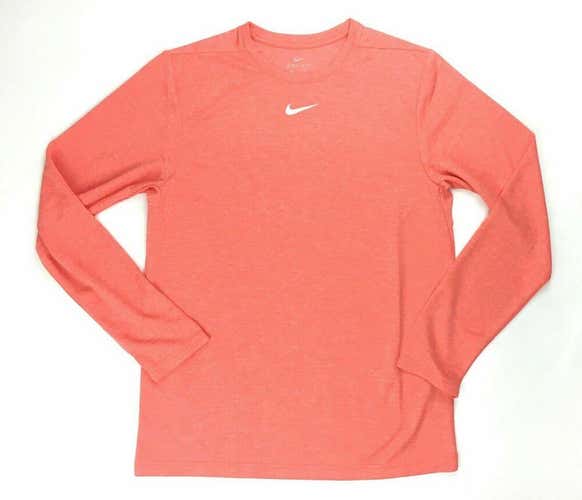 New Nike Dry Long Sleeve UV Training Performance Top Men's M Orange BQ6965
