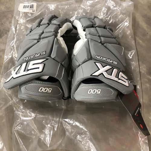 Brand New STX Surgeon 500 Lacrosse Gloves | 13" (Large) | Light Grey