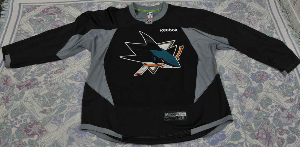 New San Jose Sharks Black Reebok Practice Jersey Pro Stock Size 56 #37