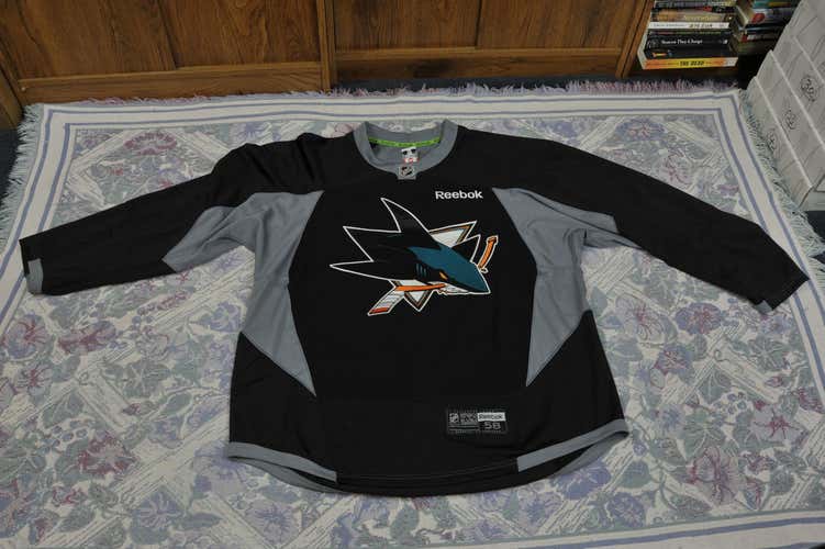 Brand New w/tags San Jose Sharks Black Reebok Practice Jersey Pro Stock Size 58 #42