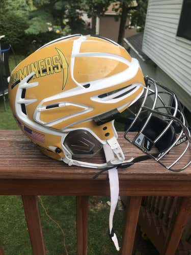 Custom CCBLL Goldminer Warrior PX2 Box Lacrosse Helmet