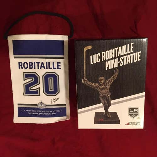 Luc Robitaille Los Angeles Kings Statue Figure & #20 Jersey Retirement SGA Banner Combo
