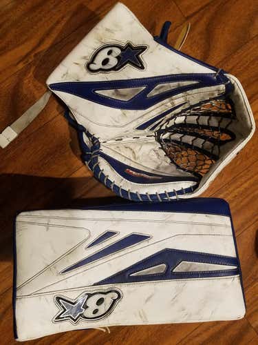Brian's G-Netik III Goalie Glove & Blocker Regular Senior blue and white double T