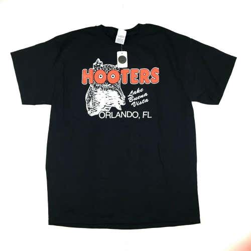 VTG New with Tags Hooters Orlando T-Shirt Lake Buena Vista Black Short Sleeved L