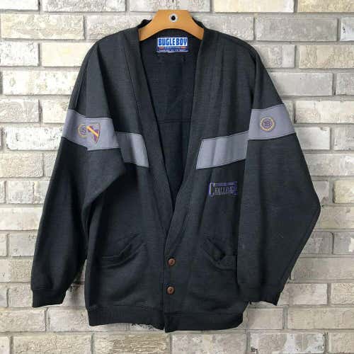 Vtg Bugle Boy University Cardigan Embroidered Patch Mens Size Medium Direction