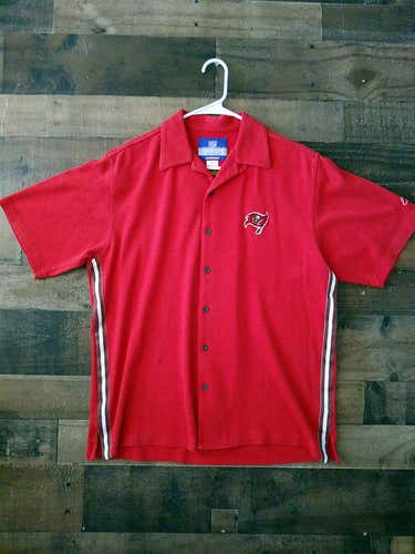 Reebok NFL Football TAMPA BAY BUCCANEERS Red Bowling Style Embroidered Button Polo Shirt