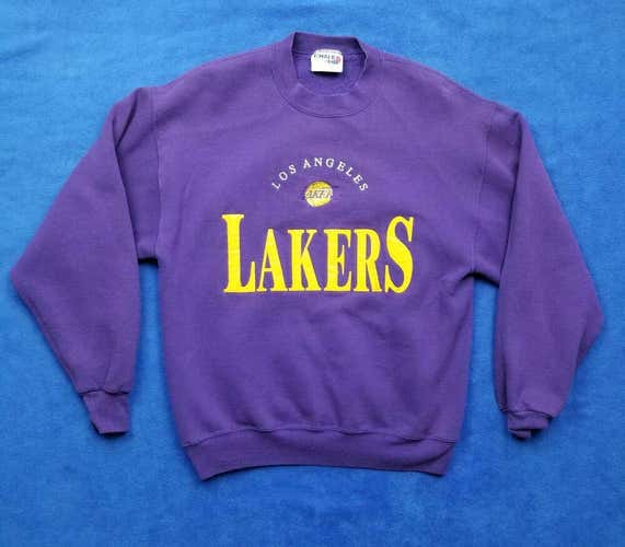 Adult M Chalk Line NBA Los Angeles Lakers Logo Purple Sweater VTG embroidered