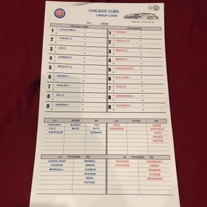 9/5/09 Chicago Cubs vs New York Mets Replica Lineup Card MLB Authenticated