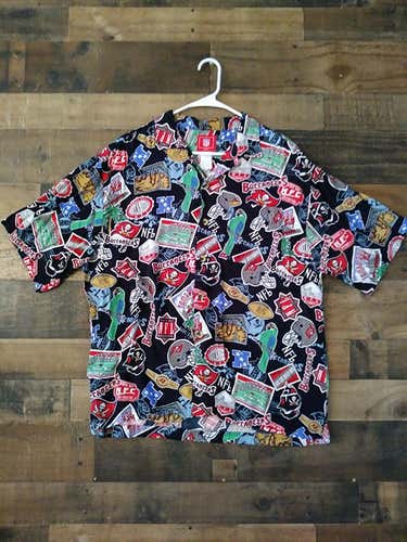 NFL Football TAMPA BAY BUCCANEERS Black Hawaiian Style Short Sleeve Button Dress Shirt