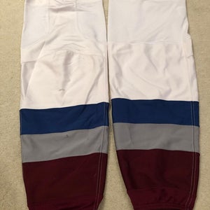NHL Game Used Colorado Avalanche Adidas Anti Cut Socks LG, XL, XL+