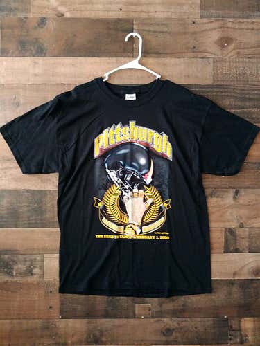 New 2009 NFL Football PITTSBURGH STEELERS Black Super Bowl XLIII Road To Tampa Team Shirt