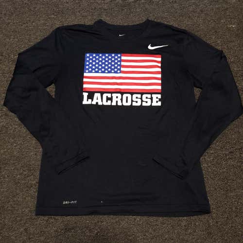 Nike Mens Dri-Fit US Lacrosse American Flag Long Sleeve Shirt