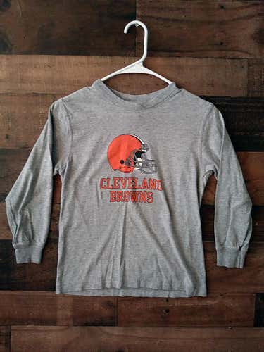 NFL Football CLEVELAND BROWNS Grey Orange Helmet Youth Long Sleeve Shirt