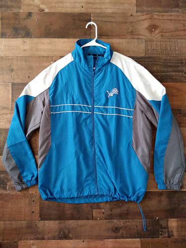 NFL Football DETROIT LIONS Blue White Sports Illustrated Windbreaker Jacket