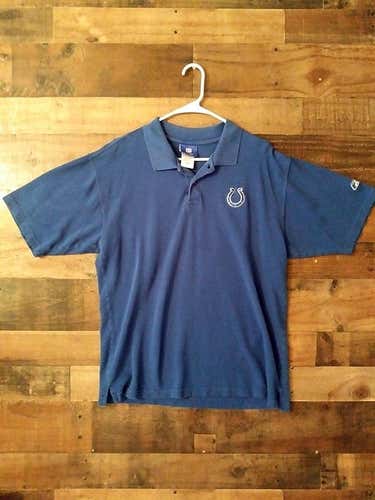Reebok NFL Football INDIANAPOLIS COLTS Blue Embroidered Button Team Polo Shirt