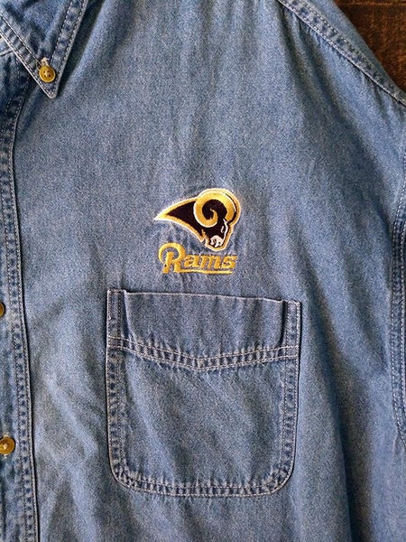 Lee Sport St Louis Rams Shirt - Blue Denim Long Sleeve Button Up NFL - XL