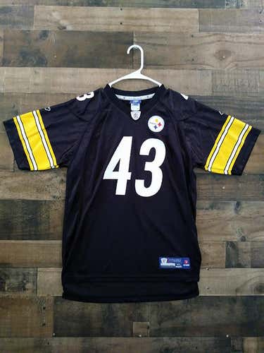 Reebok Onfield NFL Football PITTSBURGH STEELERS Black Gold #43 Troy Polamalu Player Jersey (YXL)