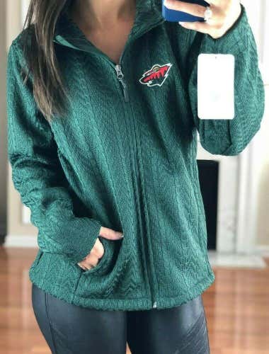 NHL Minnesota Wild Embroidered Crossover Textured Jacket, Green, Women's L