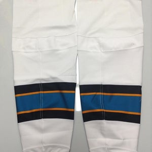 REEBOK CCM EDGE CUSTOM HOCKEY SOCKS WORCESTER SHARKS WHITE PRO STOCK AHL XL &  XL+