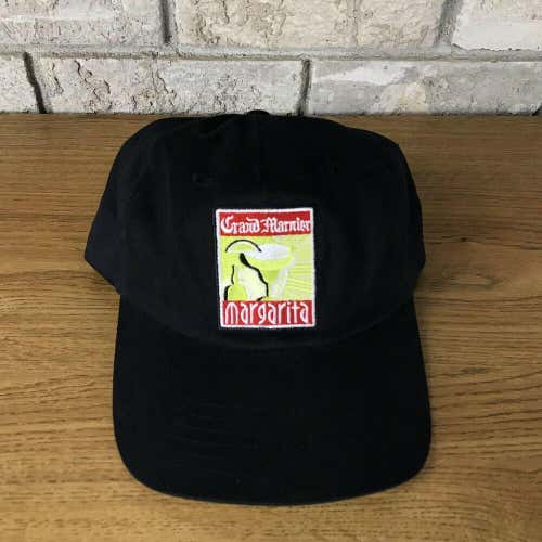 Vtg Early 2000s Grand Marnier Margarita Hat Cap Strapback Black Alcohol College