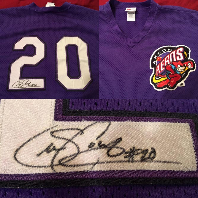 Sean Casey Akron Aeros MiLB Game Used Worn Signed Autographed Rawlings Baseball Jersey TEAM LOA
