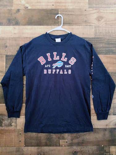 NFL Team Apparel Football BUFFALO BILLS Navy Blue Red AFC East Long Sleeve Shirt