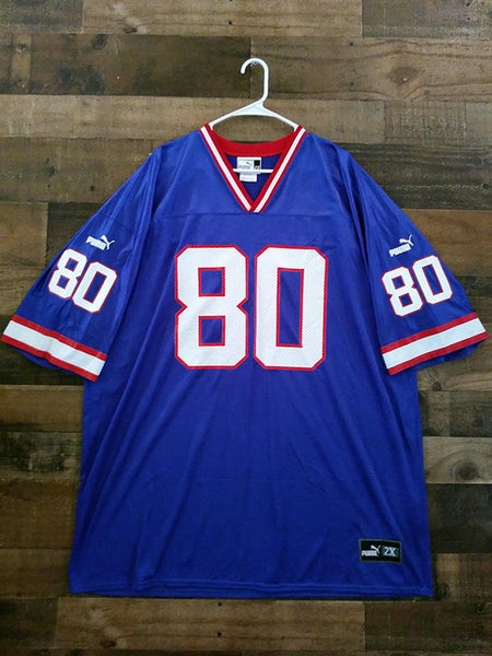 New Vintage 1990s Puma NFL Football BUFFALO BILLS Red White Blue #80 Eric Moulds Player Jersey