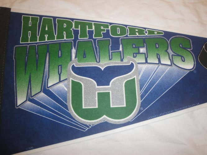 3 HARTFORD WHALERS VINTAGE FELT BANNERS NEW OLD STOCK 29"  LOT of 3