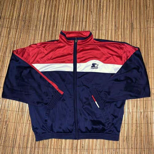 Mens Vintage Starter 1980s 1990s Color Block USA Warm Up Track Running Jacket L